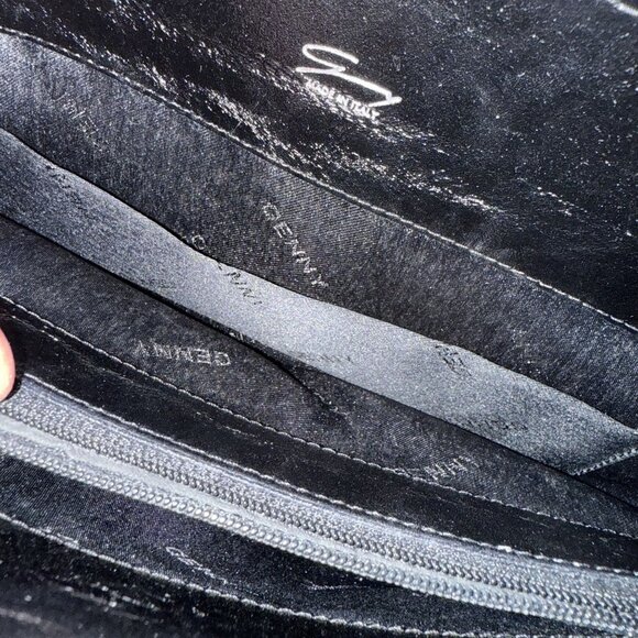 GENNY Women's Handbag Purse Black Leather Flap Zipper Minimalist Made In Italy - Picture 13 of 14